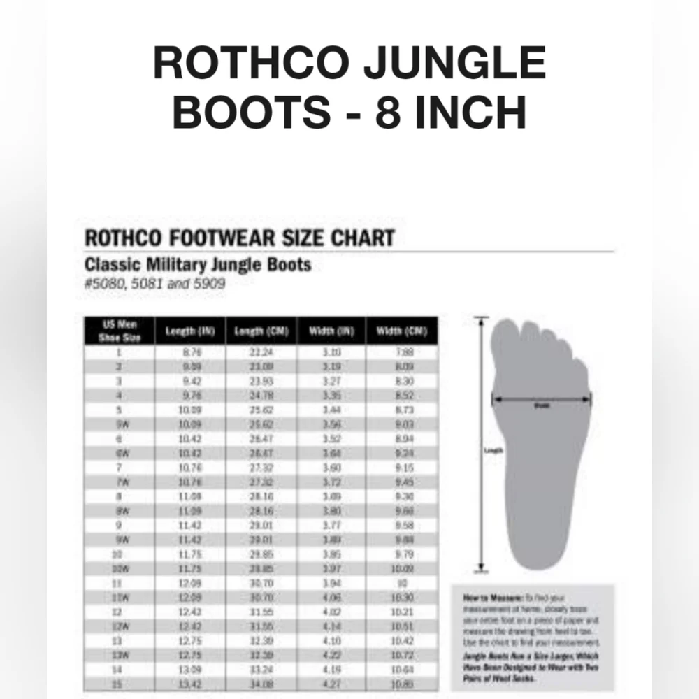 New Rothco Jungle Boots Size Mens 8 green Black 8 inch